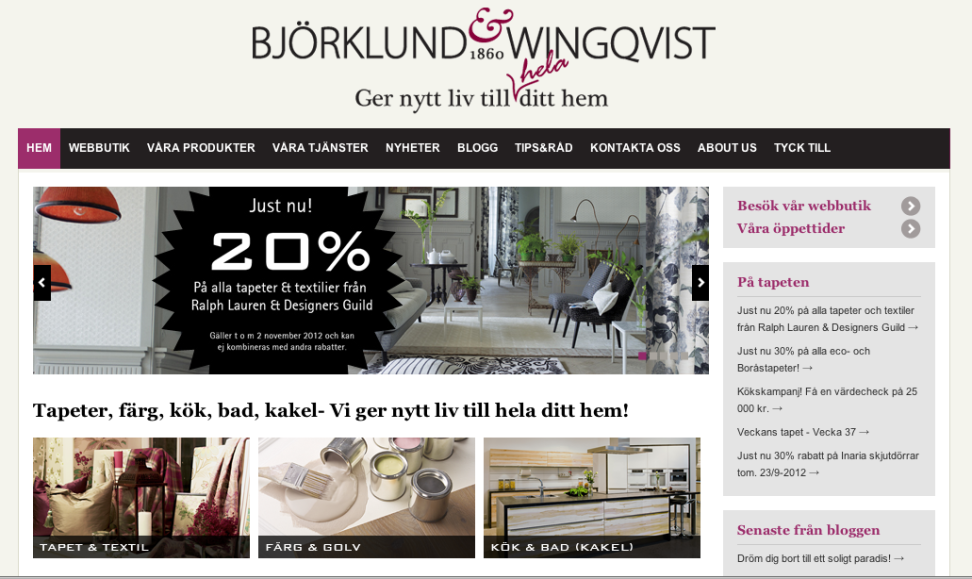 Björklund och wingqivst hemsida